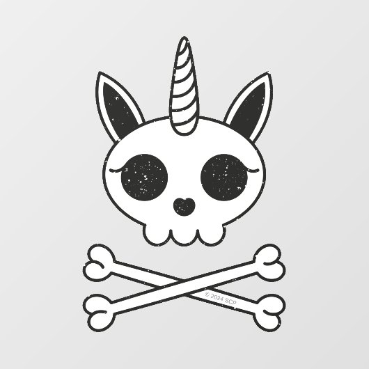 Eenhoorn Schedel en Kruisbeenderen Raamsticker (Vel)