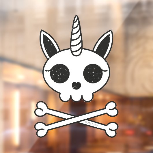 Eenhoorn Schedel en Kruisbeenderen Raamsticker (Vel 2)