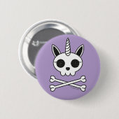 Eenhoorn Schedel en Kruisbeenderen Ronde Button 5,7 Cm (Voorkant /achterkant)