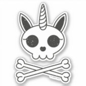 Eenhoorn Schedel en Kruisbeenderen Sticker (Voorkant)