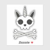 Eenhoorn Schedel en Kruisbeenderen Sticker (Vel)