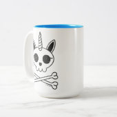 Eenhoorn Schedel en Kruisbeenderen Tweekleurige Koffiemok (Voorkant links)