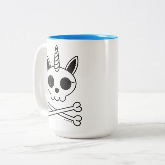 Eenhoorn Schedel en Kruisbeenderen Tweekleurige Koffiemok (Voorkant links)