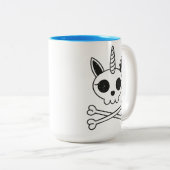 Eenhoorn Schedel en Kruisbeenderen Tweekleurige Koffiemok (Voorkant rechts)