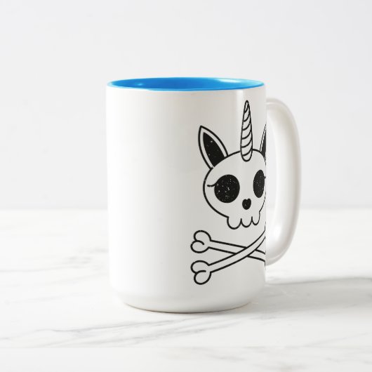 Eenhoorn Schedel en Kruisbeenderen Tweekleurige Koffiemok (Voorkant rechts)