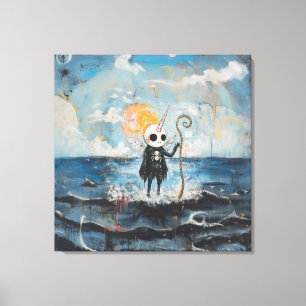Eenhoorn Schedel Magische Hekserige Gothic Spider  Canvas Afdruk