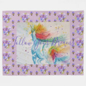 Eenhoorn Schilderen Dromen Paarse kunst Fleece Dek (Voorkant (Horizontaal))