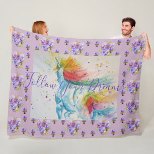 Eenhoorn Schilderen Dromen Paarse kunst Fleece Dek Deken