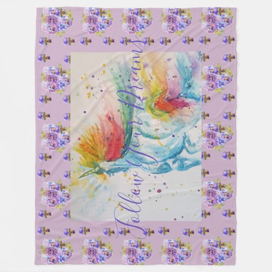 Eenhoorn Schilderen Dromen Paarse kunst Fleece Dek Deken (Voorkant)