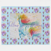 Eenhoorn schilderij dromen Blauw Bloemen Fleece De (Voorkant (Horizontaal))