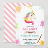 Eenhoorn schilderij sluimer picknick uitnodiging (Voorkant / Achterkant)