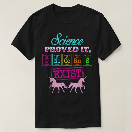 Eenhoorn Science bewees dat het een scheikundig el T-shirt (Design voorkant)