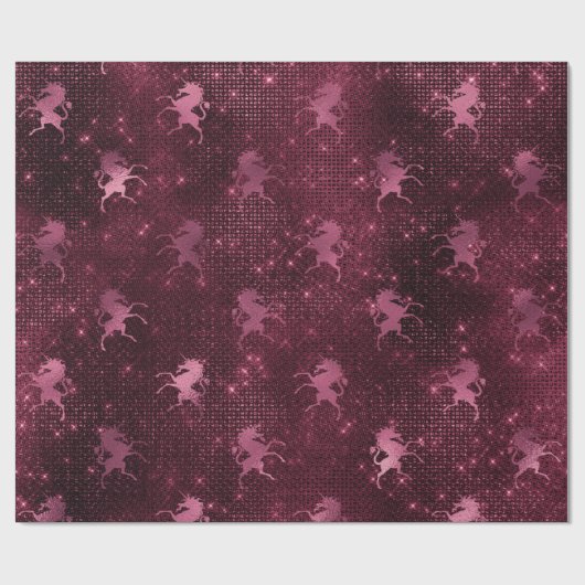 Eenhoorn Sequin Zwart Vonk Marsal Glitter Bourgogn Cadeaupapier (Vlak)