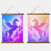 Eenhoorn set Hout Topped Wall Tapestry twee Panel Hangend Wandkleed (Dubbel)