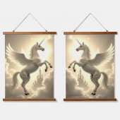 Eenhoorn set Hout Topped Wall Tapestry twee Panel Hangend Wandkleed (Dubbel)