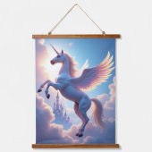 Eenhoorn set Hout Topped Wall Tapestry twee Panel Hangend Wandkleed (Voorkant 2)