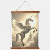 Eenhoorn set Hout Topped Wall Tapestry twee Panel Hangend Wandkleed (Voorkant)