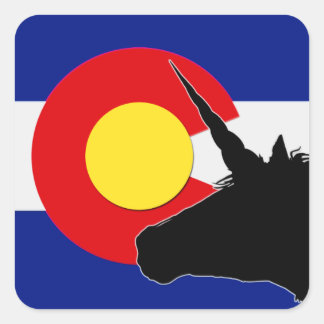 Eenhoorn silhouet over de Colorado vlag Vierkante Sticker