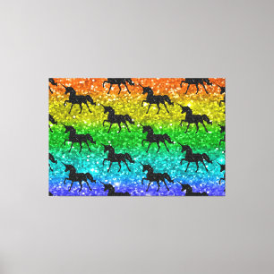 Eenhoorn Silhouet Regenboog Glitters LGBTQ Trots Canvas Afdruk