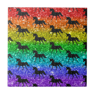 Eenhoorn Silhouet Regenboog Glitters LGBTQ trots Tegeltje