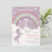 Eenhoorn Silhouet Regenboogwolken + Sterren Verjaa Kaart (Staand voorkant)