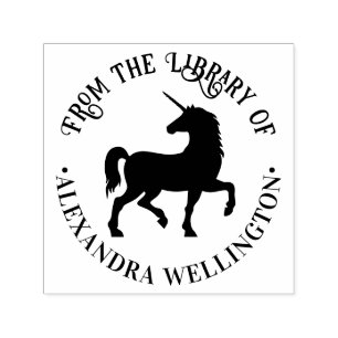 Eenhoorn Silhouet “Uit de bibliotheek van” Boek Zelfinktende Stempel