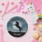 Eenhoorn Silhouet Volle Maan Custom Verjaardagsfee Papieren Bordje (Feest)