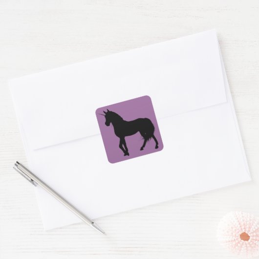 Eenhoorn Silhouette Vierkante Sticker (Envelop)