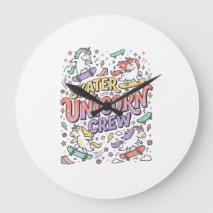 Eenhoorn Skater Eenhoorn Crew Whimsical Zazzle Ont Grote Klok