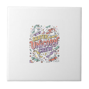Eenhoorn Skater Eenhoorn Crew Whimsical Zazzle Ont Tegeltje