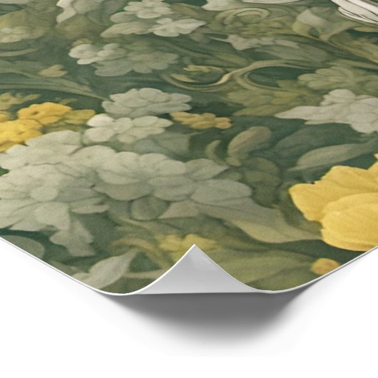 Eenhoorn Skelet in de Gele Bloemen Poster (Hoek)