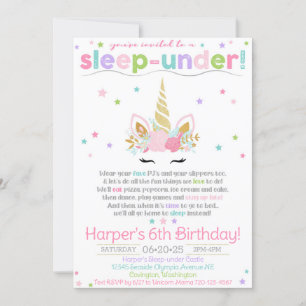 Eenhoorn Slaap-onder Uitnodiging, Eenhoorn Uitnodi Kaart