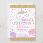 Eenhoorn Sleepover Party Uitnodiging Slumber Party (Voorkant)