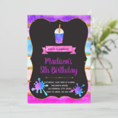 Eenhoorn slijm en frappuccino verjaardagsuitnodigi kaart (Staand voorkant)