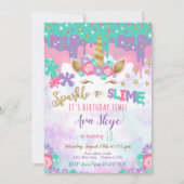 Eenhoorn Slijm Verjaardag Uitnodiging Slijm Party (Voorkant)