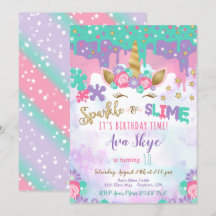 Eenhoorn Slijm Verjaardag Uitnodiging Slijm Party