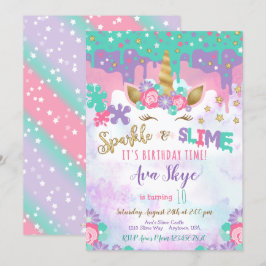 Eenhoorn Slijm Verjaardag Uitnodiging Slijm Party