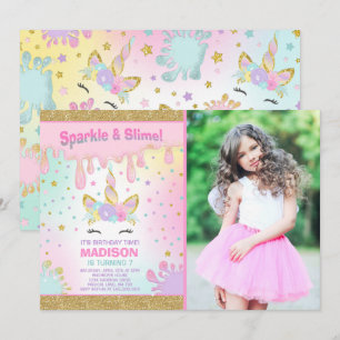 Eenhoorn Slijm Verjaardag Uitnodiging Slijm Party