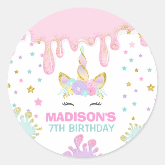 Eenhoorn Slime Party Favor Label Sticker Slime Par (Voorkant)