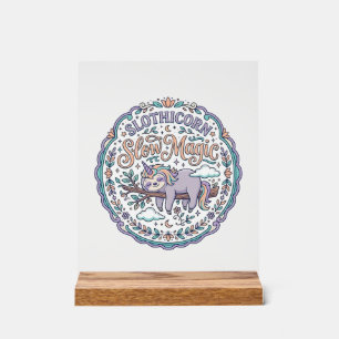 Eenhoorn Slothicorn Langzame Magie Whimsical T-Shi Acryl Bord