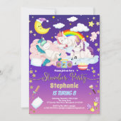 Eenhoorn sluimer feest verjaardag logeerpartij kaart (Voorkant)