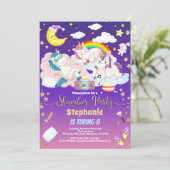 Eenhoorn sluimer feest verjaardag logeerpartij kaart (Staand voorkant)