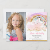 Eenhoorn sluimer partij regenboog foto kaart (Voorkant)