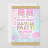 Eenhoorn Slumber Party Verjaardag Uitnodiging (Voorkant)