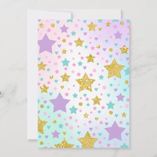 Eenhoorn Slumber Party Verjaardag Uitnodiging (Achterkant)