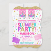 Eenhoorn Slumber Party Verjaardag Uitnodiging (Voorkant)