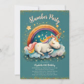 Eenhoorn Slumber Pyjama Party Blauwgroen Meisje Ve Kaart (Voorkant)