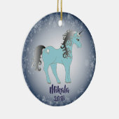 Eenhoorn Sneeuwvlok Gepersonaliseerde Kerst Orname Keramisch Ornament (Rechts)