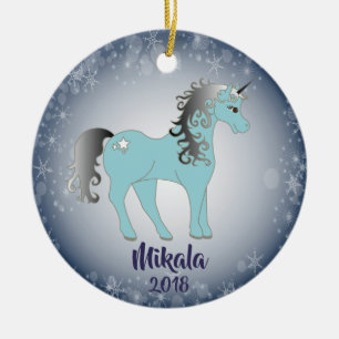 Eenhoorn Sneeuwvlok Gepersonaliseerde Kerst Orname Keramisch Ornament