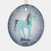 Eenhoorn Sneeuwvlok Gepersonaliseerde Kerst Orname Keramisch Ornament (Links)